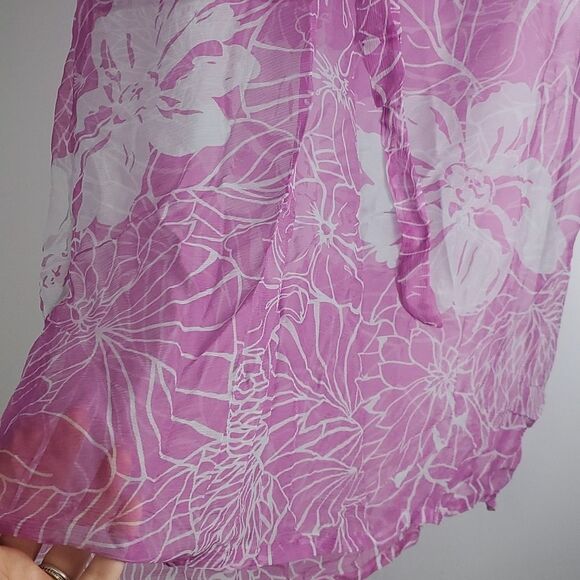 Urban Outfitters Kimchi Blue Silk Flowy Sheer Purple Floral Swim Cover-Up Size M - Picture 6 of 11